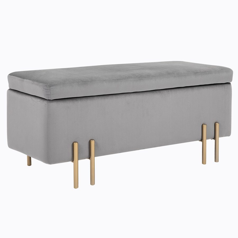 HOMCOM Sitzbank Polsterbank mit Stauraum Truhenbank 100x40x42cm hellgrau Stoff Metall Schaumstoff für Flur Wohnzimmer   Aosom.de von HOMCOM