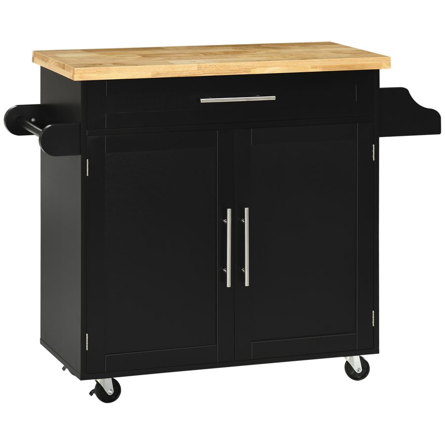 HOMCOM Küchenwagen rollbar Servierwagen Küchentrolley höhenverstellbare Einlegeböden für Küche Wohnzimmer Esszimmer Gummiholz MDF Schwarz   Aosom.de von HOMCOM