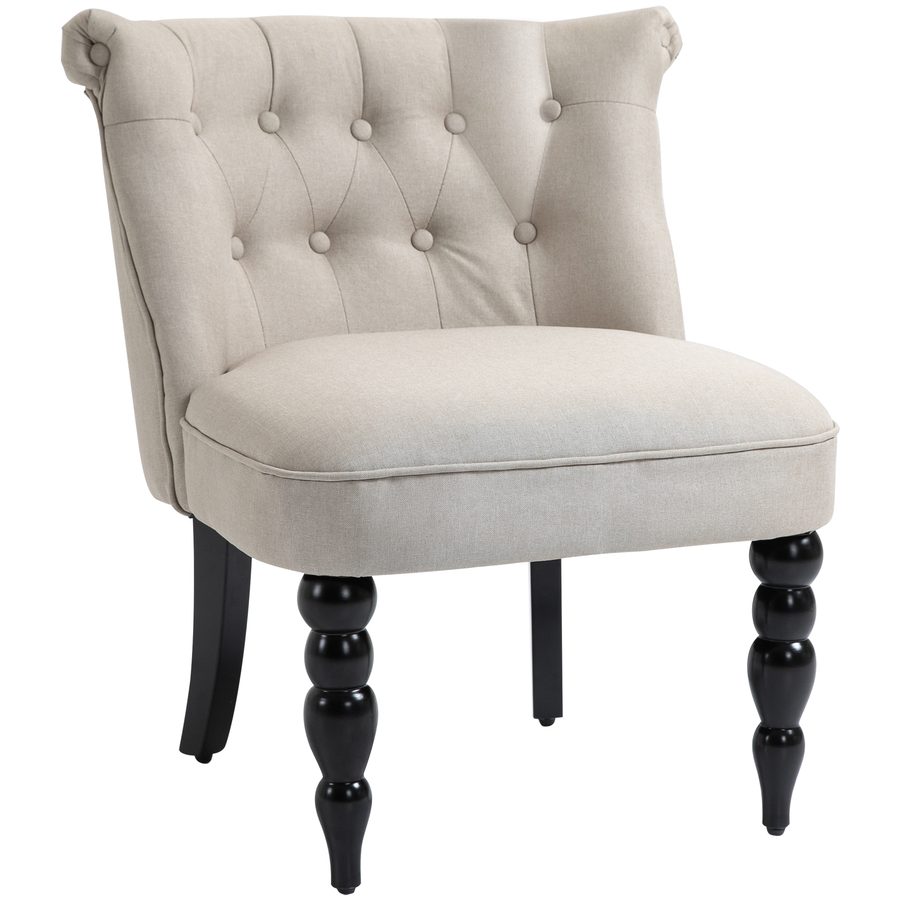 HOMCOM Relaxsessel Vintage Ruhesessel Polstersessel 67x67x78 cm, Leinenbezug Holzgestell Beige Schwarz, ideal für Esszimmer & Wohnzimmer   Aosom.de von HOMCOM