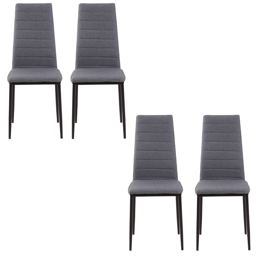 HOMCOM Set von 4 Esszimmerstühlen, gepolsterte Küchenstühle mit hoher Rückenlehne, Metallbeinen und Leinenbezug, für Wohnzimmer, Schlafzimmer, Küche, Grau   Aosom von HOMCOM