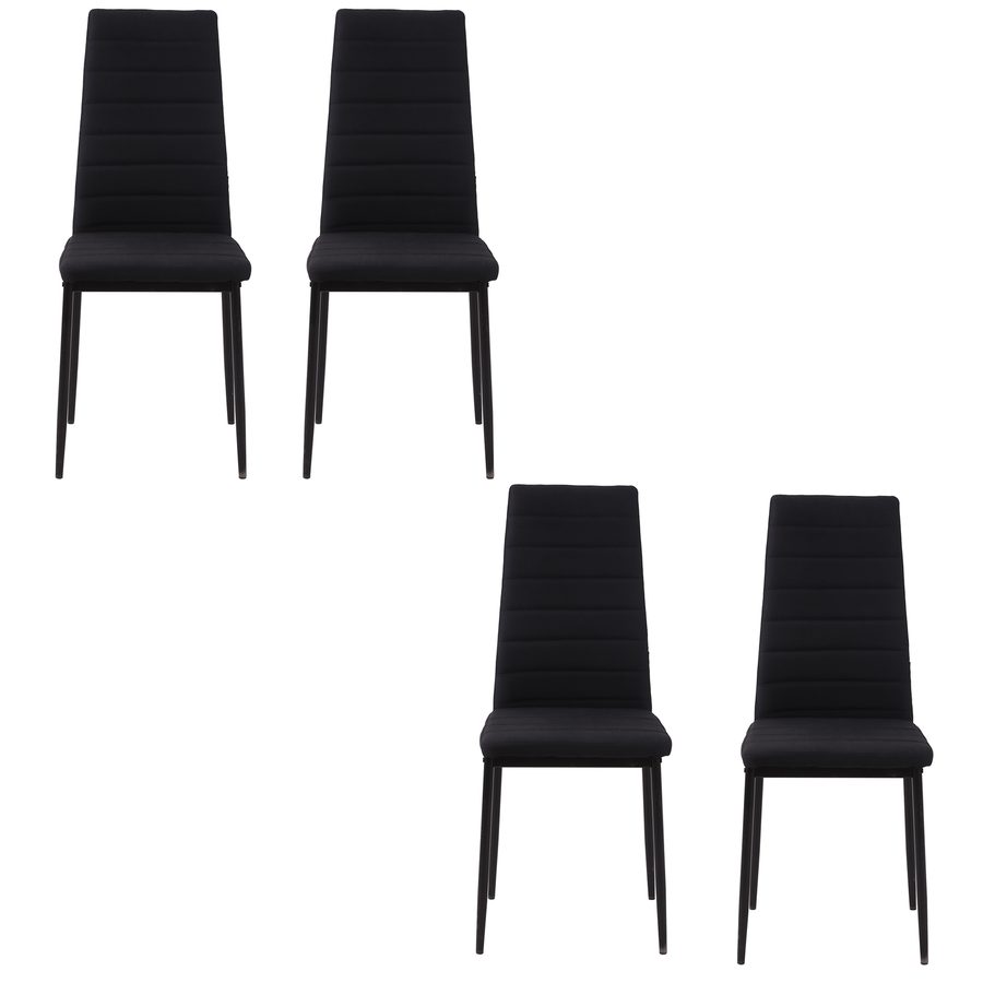 HOMCOM Set 4 Stühle Gepolstert für Wohnzimmer oder Esszimmer, Moderne Küchenstühle, aus Metall und Schwarzem Stoff   Aosom von HOMCOM