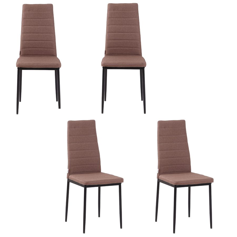 HOMCOM Set 4 Gepolsterte Stühle für Wohn- oder Esszimmer, Moderne Küchenstühle, aus Metall und Stoff in Khaki   Aosom von HOMCOM