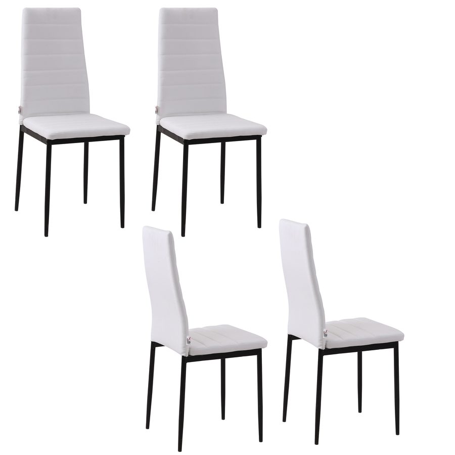 HOMCOM Set 4 Gepolsterte Stühle für Wohnzimmer oder Esszimmer, Moderne Küchenstühle, aus Metall und weißem Stoff   Aosom von HOMCOM