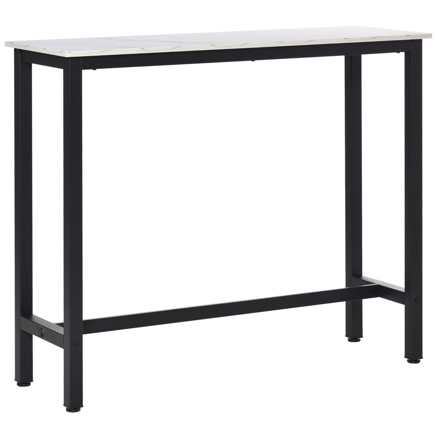 HOMCOM Bartisch Stehtisch mit Marmoroptik, Küchentisch mit verstellbare Füße für Wohnzimmer, Esszimmer, Stahl 120 x 40 x 100 cm Weiß+Schwarz   Aosom von HOMCOM