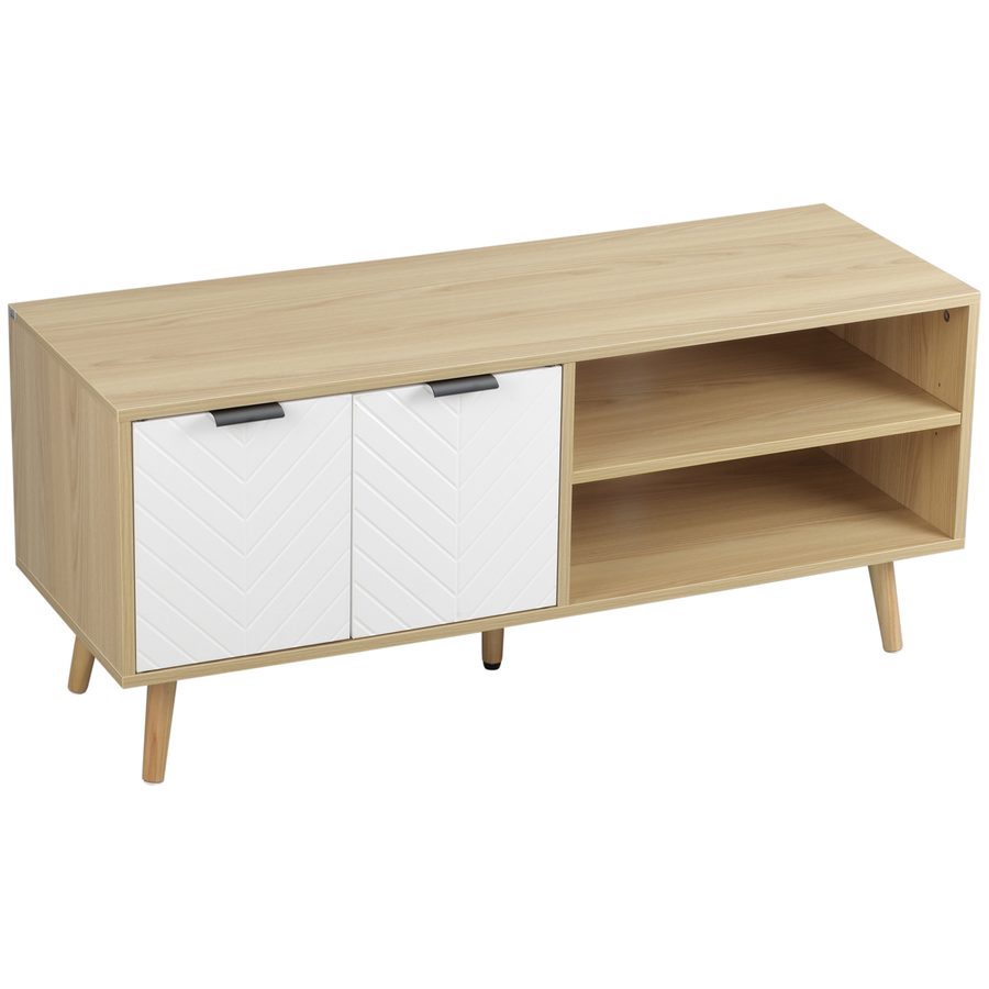 HOMCOM TV-Möbel für Fernseher bis zu 46 Zoll im skandinavischen Design mit 2 Türen, 2 Fächern mit Kabeldurchführungen 110L x 39B x 48,8H cm, Wohnzimmer, Schlafzimmer   Aosom von HOMCOM