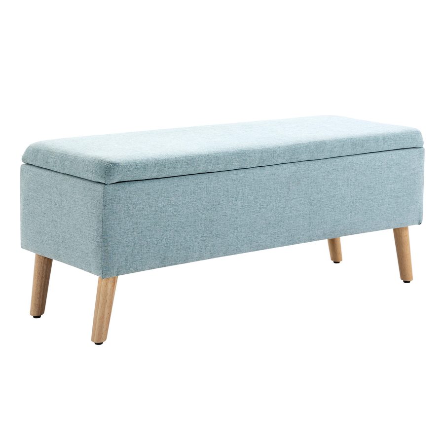 HOMCOM Sitzbank Hellgrün Polsterbank mit Stauraum 110x39x45cm aus leinenartigem Polyester und Gummiholz im skandinavischen Design   Aosom.de von HOMCOM
