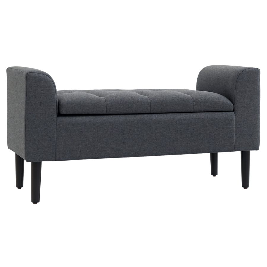 HOMCOM Sitzbank mit Stauraum Polsterbank Sitzhocker Sitztruhe bis 130 kg belastbar, Leinen-Touch Dunkelgrau, 116 x 44 x 58 cm für Flur & Wohnzimmer   Aosom.de von HOMCOM