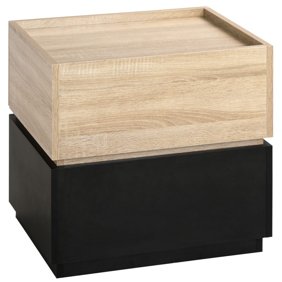 HOMCOM Nachttisch mit Schublade Nachtschrank stapelbar Schubladenschrank Schlafzimmer Nachtkommode Spanplatte Schwarz+Natur 50 x 40 x 47,5 cm   Aosom von HOMCOM