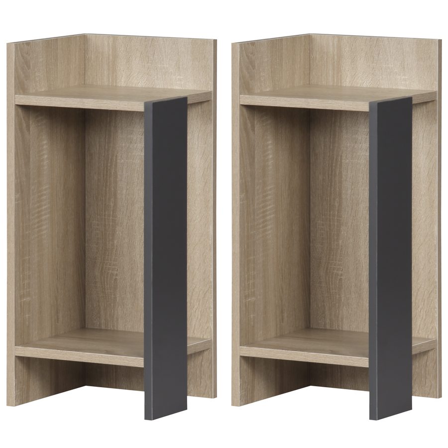 HOMCOM Nachttischset Modernes Grau mit Offener Ablage, 2 Stück aus Spanplatte für Schlafzimmer und Wohnzimmer, 27x25x60 cm   Aosom von HOMCOM
