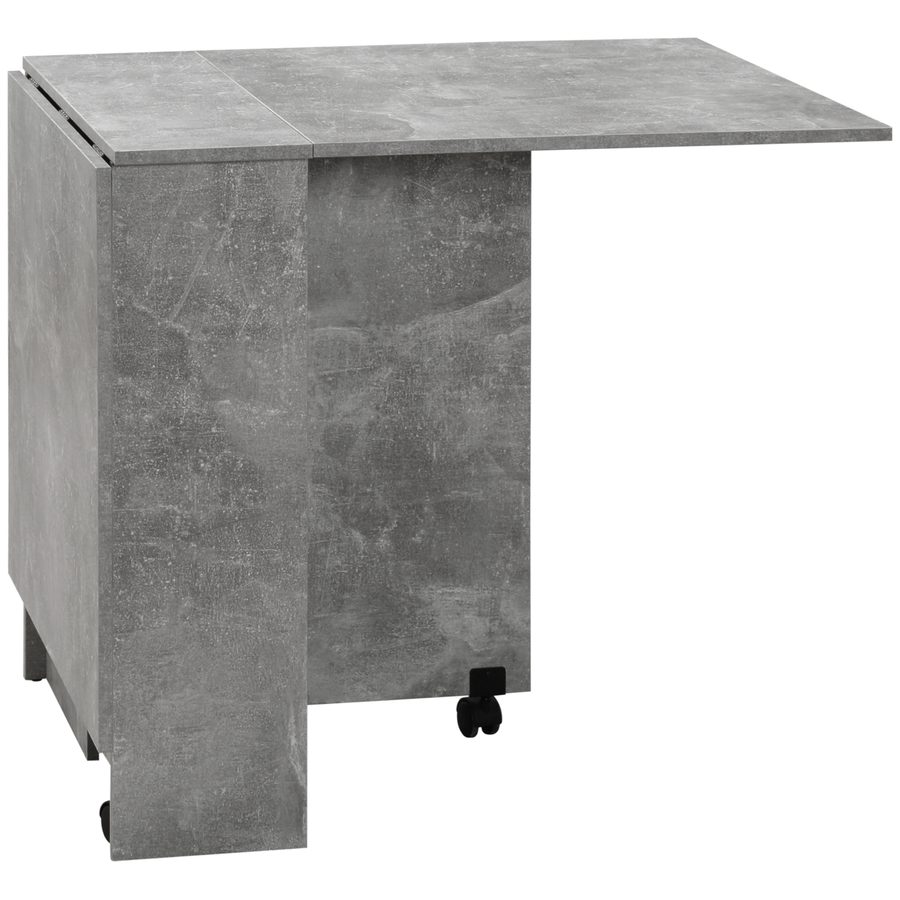 HOMCOM Klappbarer Küchentisch Esszimmertisch auf Rollen 75B x 140T x 74H cm 2 integrierte Regale aus Holz in Grau   Aosom von HOMCOM
