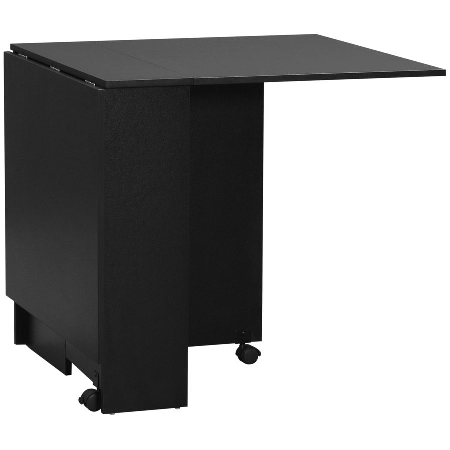 HOMCOM Klappbarer Küchentisch Esszimmermöbel auf Rollen 75 x 140 x 74 cm 2 integrierte Regale in Schwarz   Aosom von HOMCOM