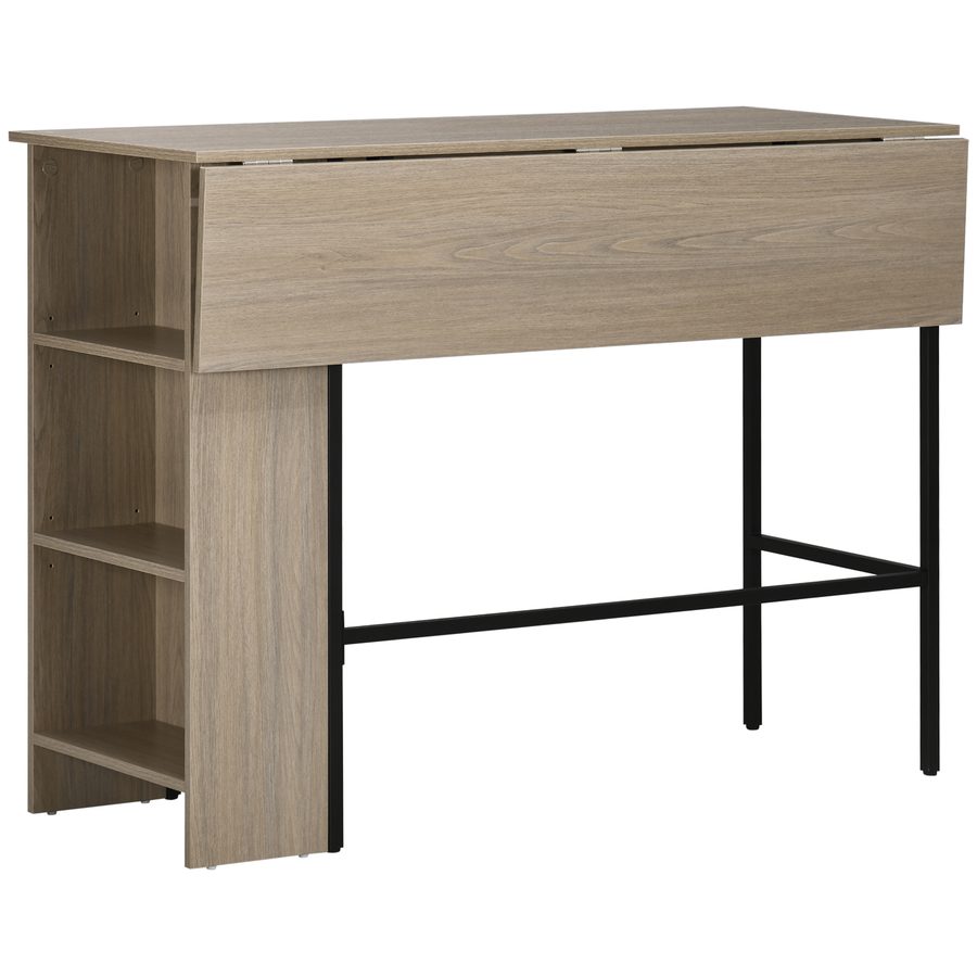 HOMCOM Bar-Tisch mit Aufbewahrung Bistrot-Insel mit klappbarer Seitenplatte und 3 Regalen - 120 x 76 x 91,4 cm   Aosom von HOMCOM