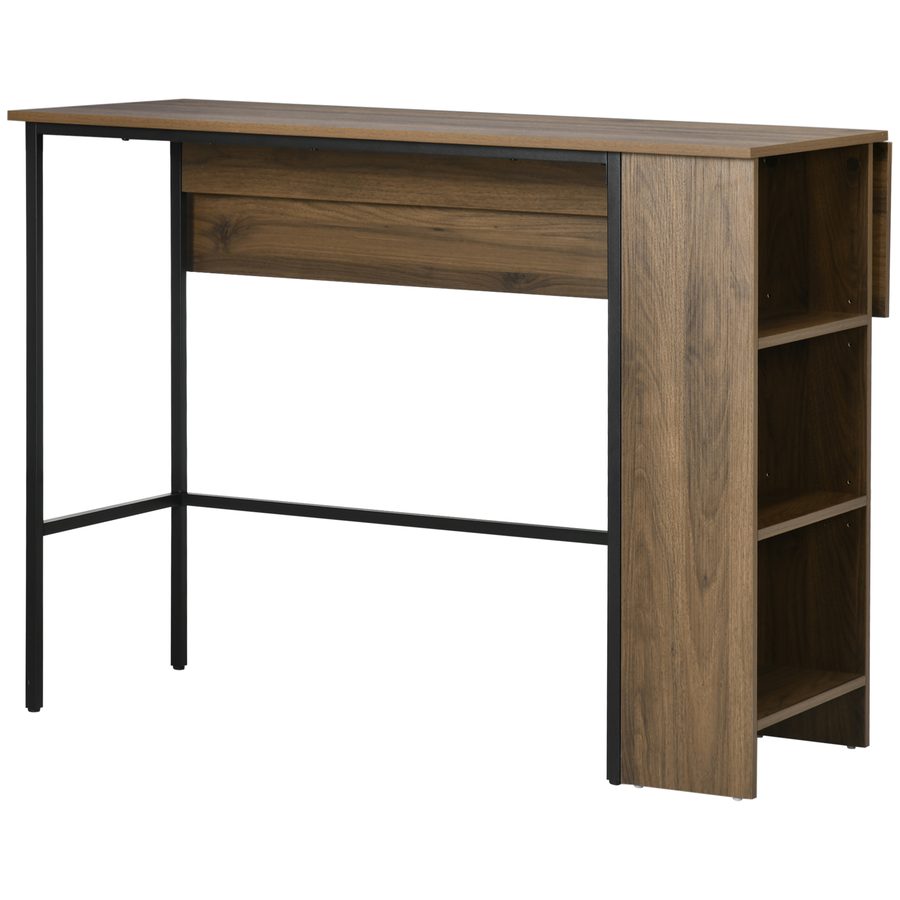 HOMCOM Bartisch mit Stauraum Bistrot Insel mit klappbarer Seitenplatte und 3 Regalen - 120 x 76 x 91,4 cm braun   Aosom von HOMCOM