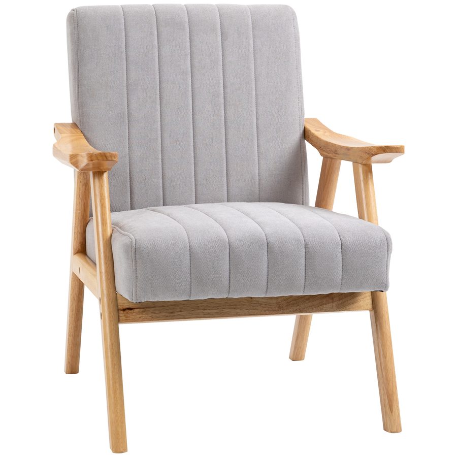 HOMCOM Ohrensessel Polsterstuhl mit Armlehnen Loungesessel Relaxsessel Skandi-Design Gummiholzbeine Hellgrau für Wohnzimmer & Entspannung   Aosom.de von HOMCOM