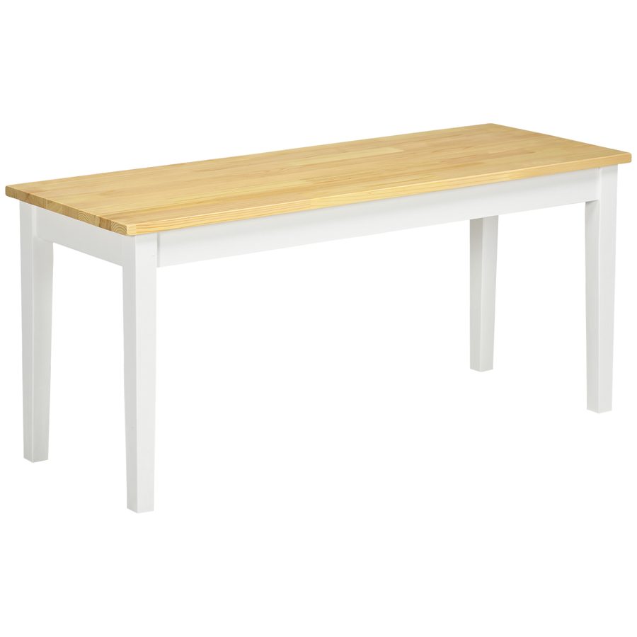 HOMCOM Sitzbank 2-Sitzer bis 220 kg belastbar aus Kiefernholz in Weiß, Essbank Küchenbank Wohnzimmerbank 102 x 36 x 45 cm   Aosom.de von HOMCOM