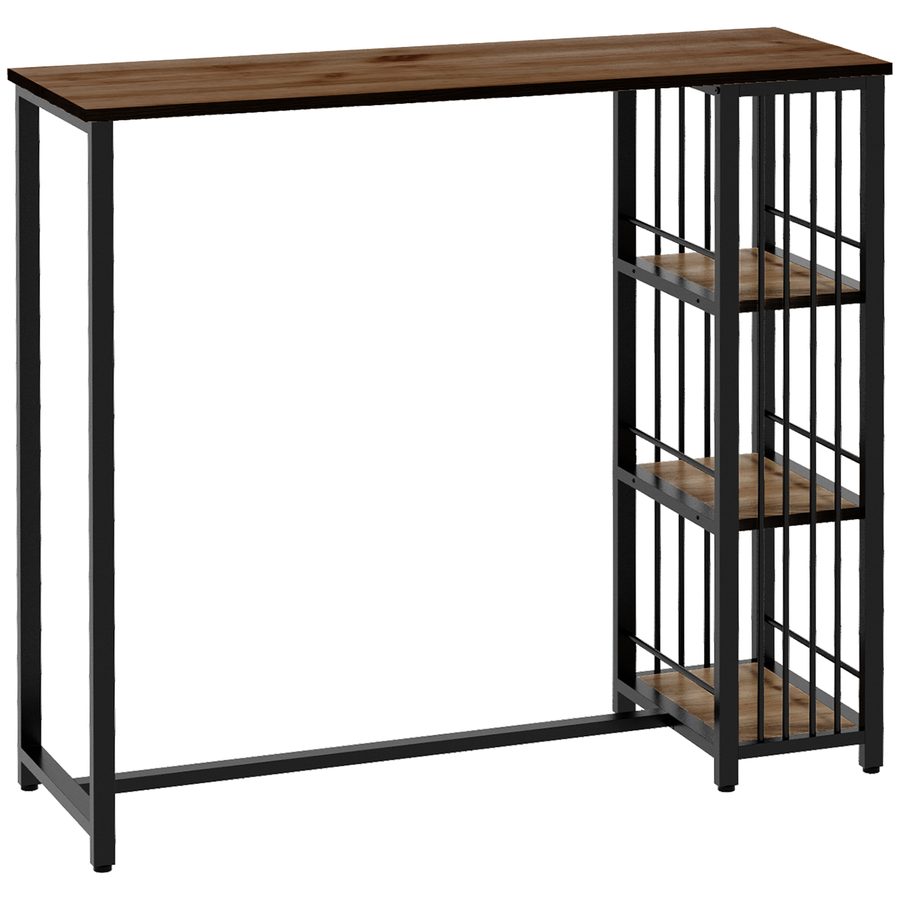 HOMCOM Bartisch Stehtisch Tresentisch mit 3 Ablageflächen Bartheke Küchentisch mit Holzoptik, Stahlgestell, für Esszimmer, Küche, Braun, 120 x 40 x 105 cm   Aosom von HOMCOM