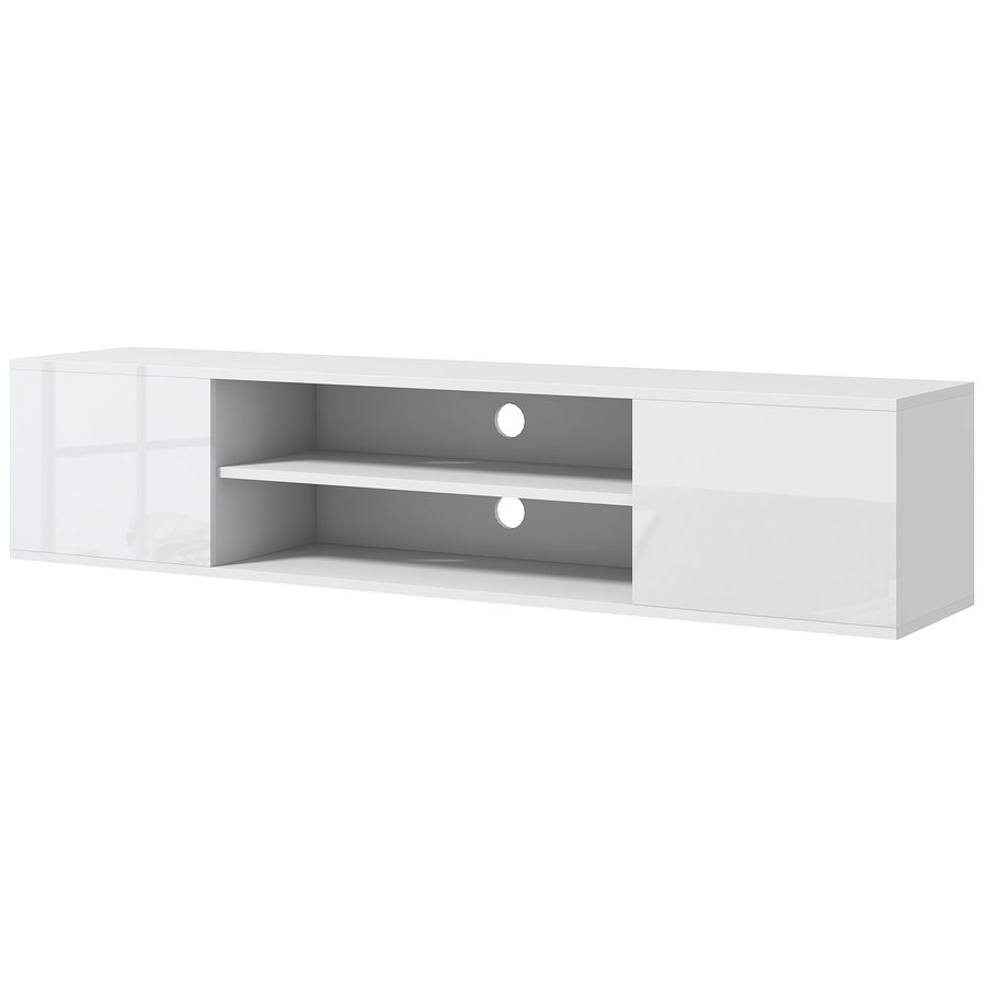 HOMCOM Wandmontiertes TV-Möbel im zeitgenössischen Stil - 2 Schränke 2 zentrale Fächer und 2 Kabeldurchführungen 140 x 30 x 30 cm weiß   Aosom von HOMCOM