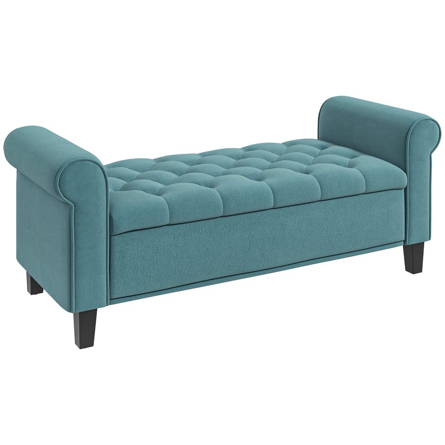 HOMCOM Polsterbank, Bettbank, Sitzbank in Samtoptik, Flurbank mit Stauraum für Schlafzimmer, bis 120 kg Belastbar, Grün, 126 x 48,5 x 47 cm   Aosom von HOMCOM