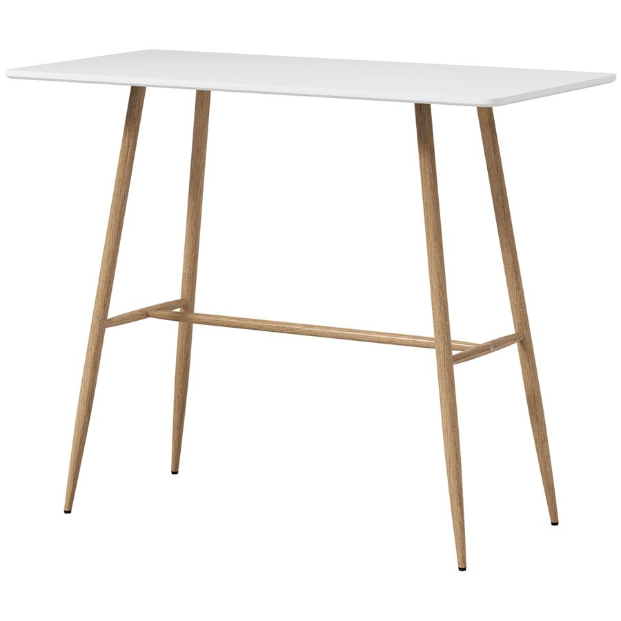 HOMCOM Rechteckiger Stehtisch für 4 Personen, hoher Tisch mit Stahlbeinen in Holzoptik, einfach zu montierender Bistrotisch, für das Zuhause, Esszimmer, 120 x 60 x 98 cm, Weiß   Aosom von HOMCOM
