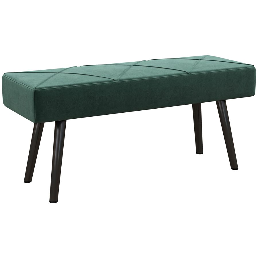 HOMCOM Polsterbank Samtoptik Sitzbank Bettbank Flurbank X-Muster bis 120 kg für Schlafzimmer 100x36x45 cm in Grün   Aosom.de von HOMCOM
