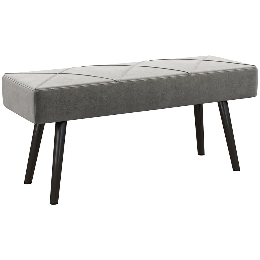 HOMCOM Polsterbank Samtoptik Sitzbank Bettbank Flurbank X-Muster bis 120 kg grau 100x36x45 cm für Schlafzimmer   Aosom.de von HOMCOM