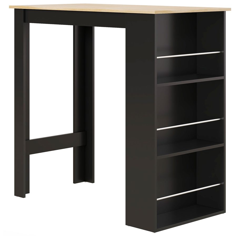 HOMCOM Tisch Bistrotisch hoher Küchentisch Stehtisch - Maße 112L x 57B x 106H cm - 3 Regale - Schwarz   Aosom von HOMCOM
