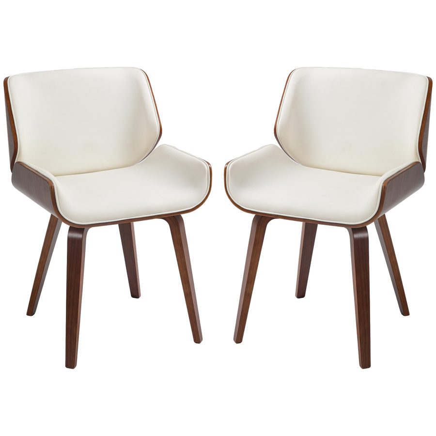 HOMCOM Set mit 2 Vintage-Stühlen für das Esszimmer, weißes Kunstleder-Sitzfläche und Holzbeine   Aosom von HOMCOM