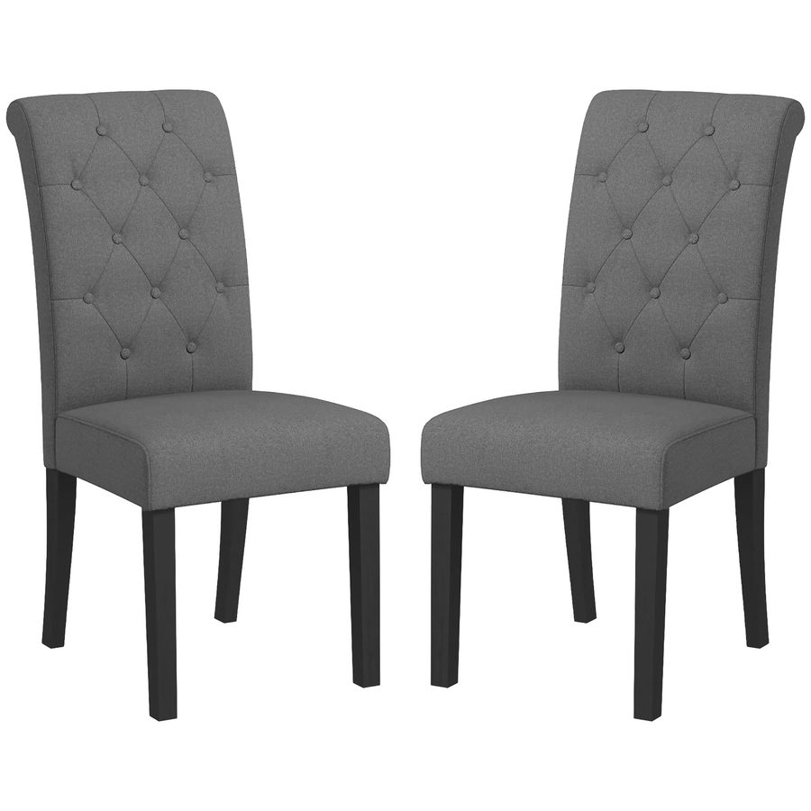 HOMCOM Set mit 2 Esszimmerstühlen Küchenstühle Grand Confort mit Holzbeinen Leinen 47 x 61 x 101 cm dunkelgrau   Aosom von HOMCOM