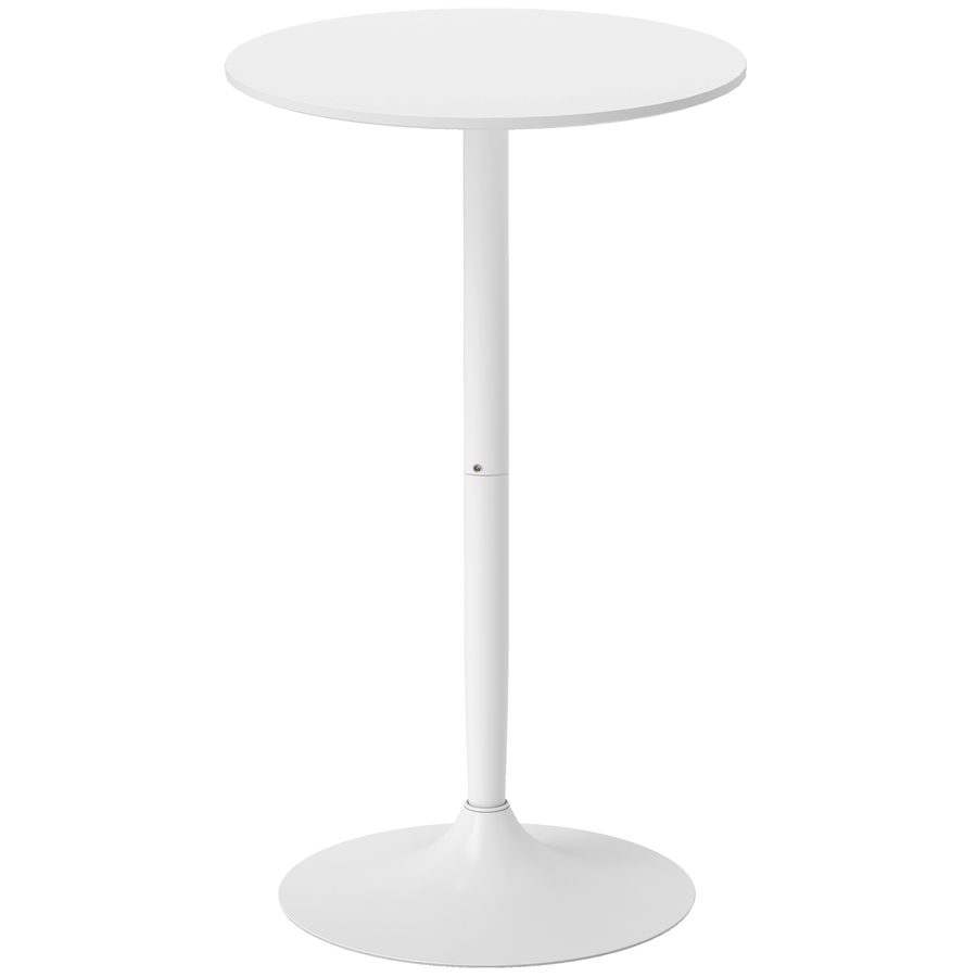HOMCOM Bartisch Stehtisch runder Küchentisch Ø60 cm für Wohnzimmer Esszimmer Stahl weiß höhenverstellbar   Aosom.de von HOMCOM