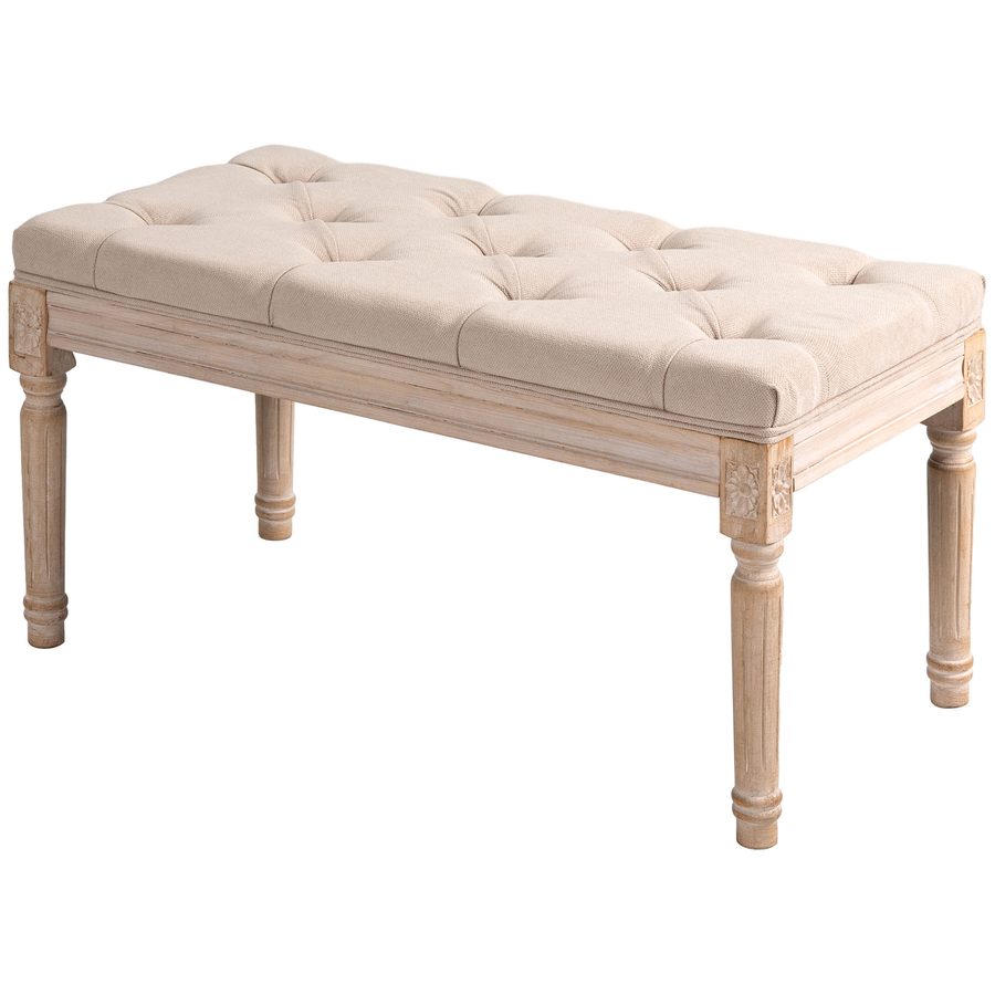 HOMCOM Polsterbank Vintage Sitzbank Flurbank mit Knöpfen Leinenoptik bis 120 kg belastbar 80x40x43 cm Beige für Flur & Wohnzimmer   Aosom.de von HOMCOM