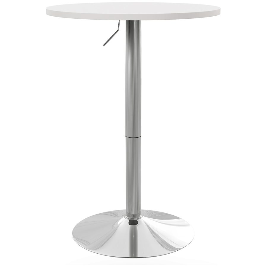 HOMCOM Runder Bartisch Hoher Küchentisch Stehtisch Höhenverstellbar 69-91 cm mit 360° drehbarer Tischplatte weiß und silberfarbenes Stahlgestell   Aosom von HOMCOM