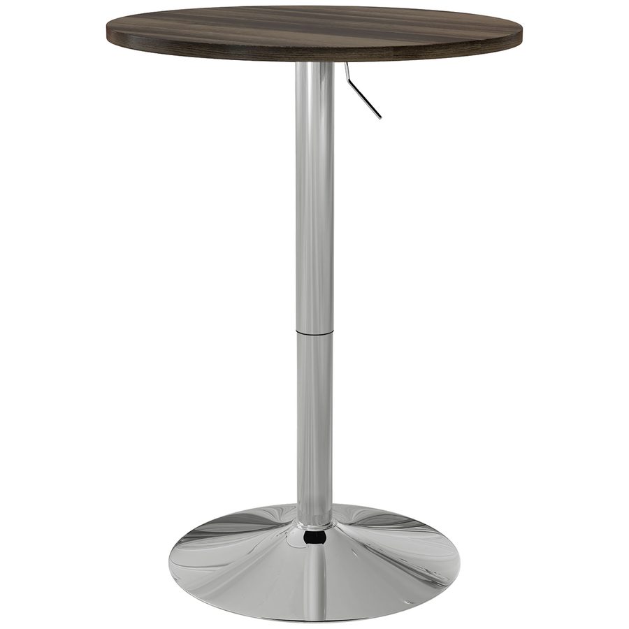 HOMCOM Hochtisch Küche, Runder Bartisch für 2 Personen, Höhenverstellbar 69-91 cm, 360° Drehbare Tischplatte, Stahlfuß, für Wohnzimmer, Esszimmer, Küche, 60x60x91 cm, Nussbaum   Aosom von HOMCOM