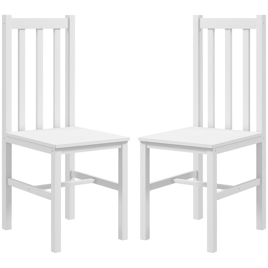HOMCOM Esszimmerstühle, 2er-Set Küchenstuhl, Essstuhl mit Rückenlehne, Wohnzimmerstuhl, bis 120 kg belastbar, Kiefernholz, Weiß   Aosom von HOMCOM