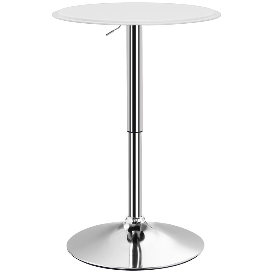 HOMCOM Runder Bartisch mit Höhenverstellung 67-93 cm Hoch Bartisch mit 360° drehbarer Ø63 cm Tischplatte mit rundem verchromtem Metallfuß für Bistro Küche Esszimmer Weiß   Aosom von HOMCOM