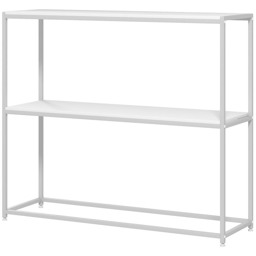 HOMCOM Konsolentisch, Eingangstisch, Stahlrahmen, 2 Regale, modernes Design, für Wohnzimmer, Eingangsbereich, Flur, 100 x 30 x 87 cm, weiß   Aosom von HOMCOM