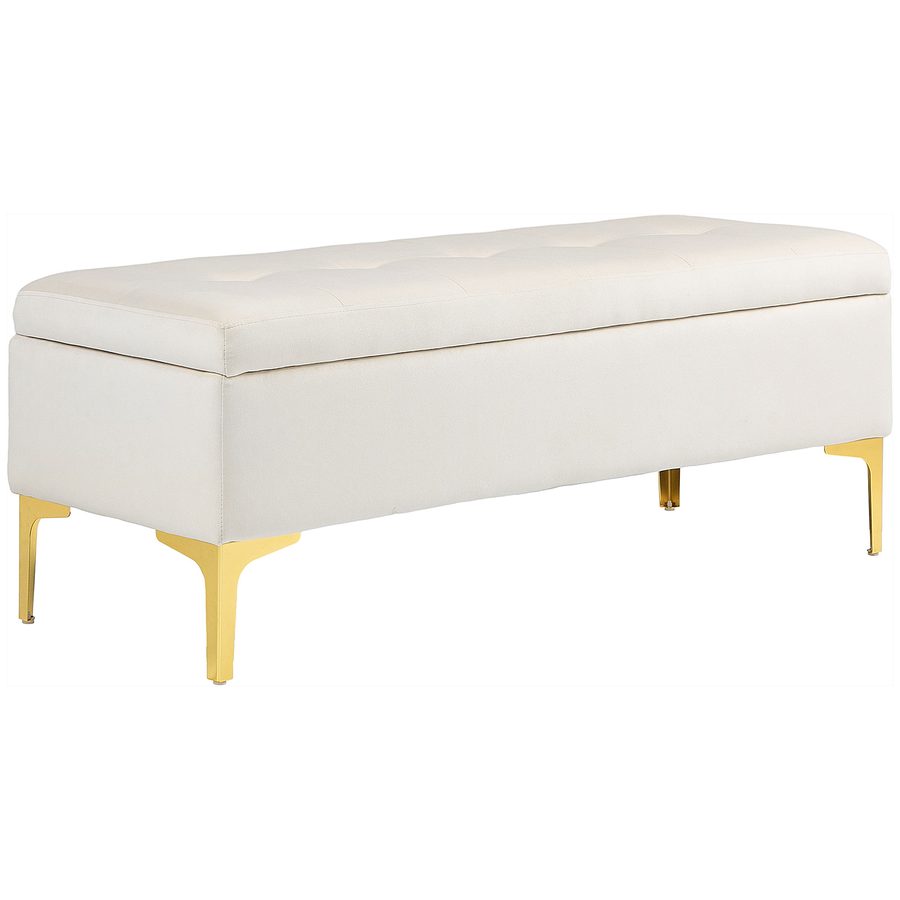 HOMCOM Sitzbank mit Stauraum Polsterbank Samtoptik Metallbeine Bettbank für Wohnzimmer Schlafzimmer Flur 120 x 44 x 44,5 cm Beige   Aosom.de von HOMCOM
