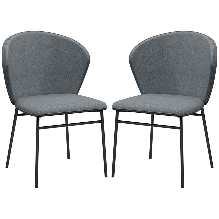 HOMCOM 2er Set Esszimmerstühle, Küchenstuhl, gepolsterte Sitzfläche in Leinenoptik-Stoff, stabile Stahlbeine, modernes Design, grau   Aosom von HOMCOM