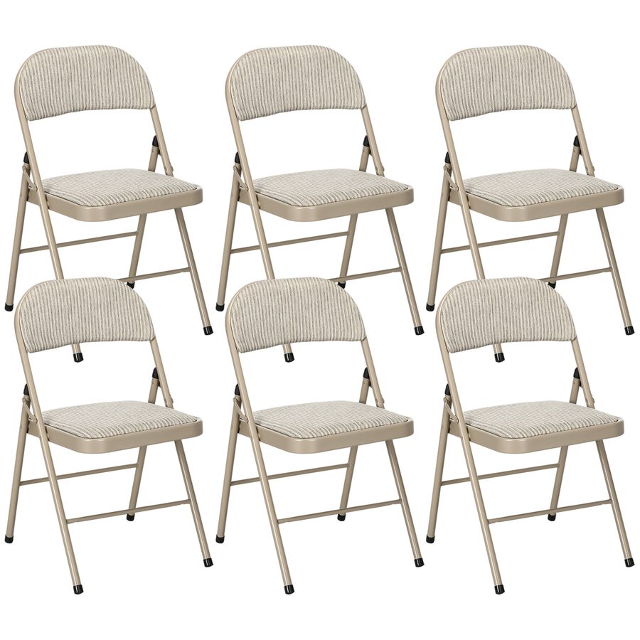 HOMCOM Klappstuhl Campingstuhl mit Gepolsteter Rückenlehne, Klappbar Bürostuhl mit Stahlrahmen, Küchenstuhl mit Polster bis 120 kg belastbar für Gäste, Büro, Camping, Beige   Aosom von HOMCOM