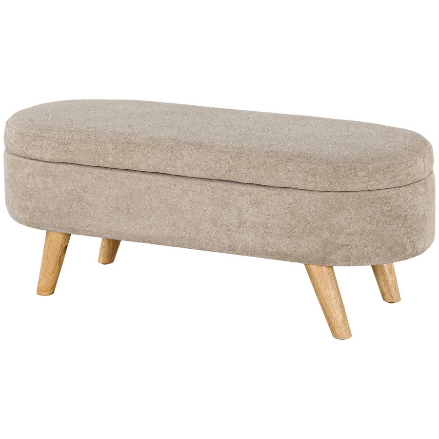 HOMCOM Bank Sitzbank Bettrand Aufbewahrungskoffer 2 in 1 in Stoff mit Holzfüßen 110L x 40B x 43H cm beige   Aosom von HOMCOM