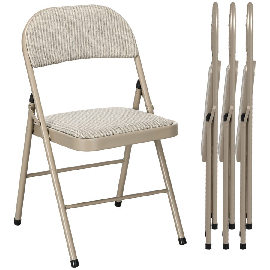 HOMCOM Klappstuhl Campingstuhl mit Gepolsteter Rückenlehne, Klappbar Bürostuhl mit Stahlrahmen, Küchenstuhl mit Polster bis 120 kg belastbar für Gäste, Büro, Camping, Beige   Aosom von HOMCOM