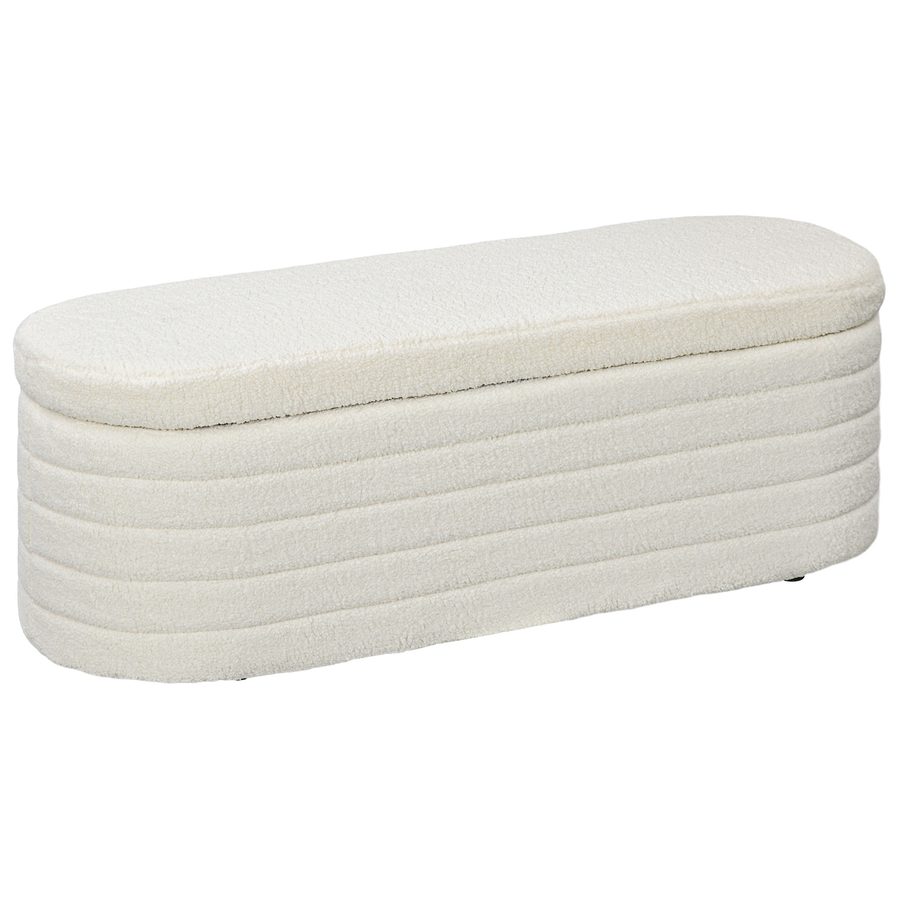 HOMCOM Schlafzimmer Bettbank mit Stauraum und Holzbeinen, hohe Stabilität, Teddy-Fleece, 120 kg Belastbarkeit, 116x41x40,5 cm, cremeweiß   Aosom.de von HOMCOM