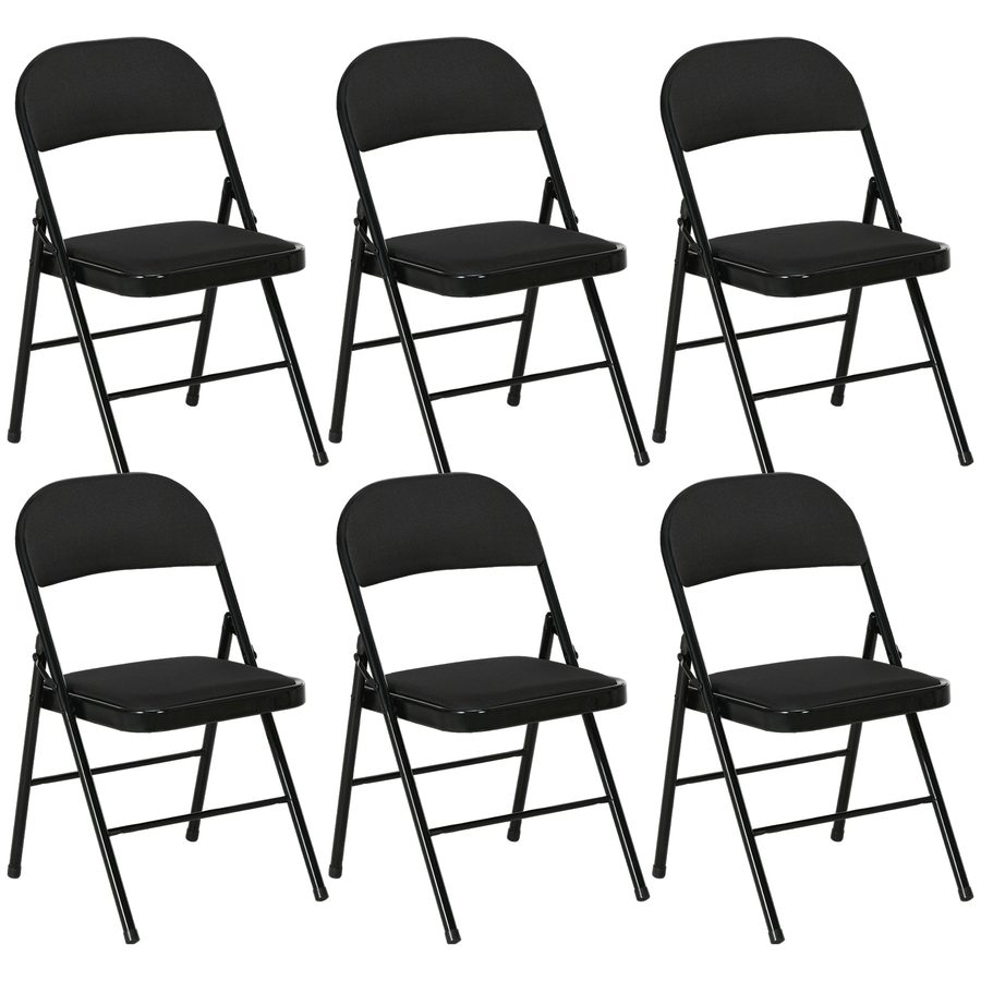 HOMCOM 6er Set Klappstuhl Campingstuhl mit Gepolsteter Rückenlehne, Klappbar Bürostuhl mit Stahlrahmen, Küchenstuhl mit Polster bis 120 kg belastbar für Gäste, Büro, Camping, Schwarz   Aosom von HOMCOM