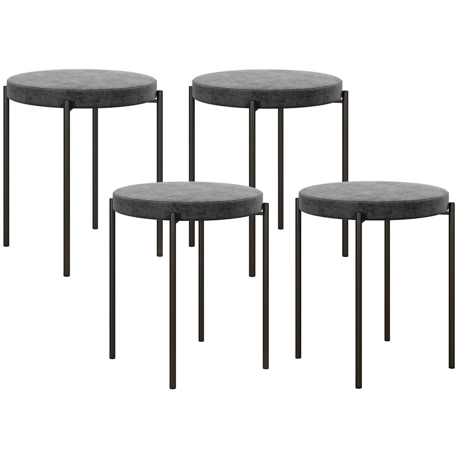 HOMCOM 4er-Set Esszimmerhocker, stapelbar Esszimmerstühle, Küchenstuhl mit gepolstertem Sitz, Samtoptik, Sitzhocker für Küche, Esszimmer  Aosom von HOMCOM