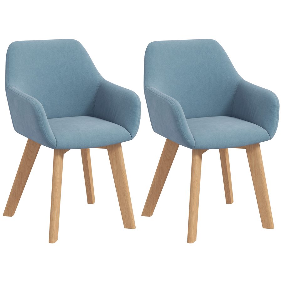 HOMCOM Set mit 2 Esszimmerstühlen, gepolsterter Sitz aus samtartigem Polyesterstoff, Holzbeine, für Küche Wohnzimmer Schlafzimmer Büro, blau   Aosom von HOMCOM