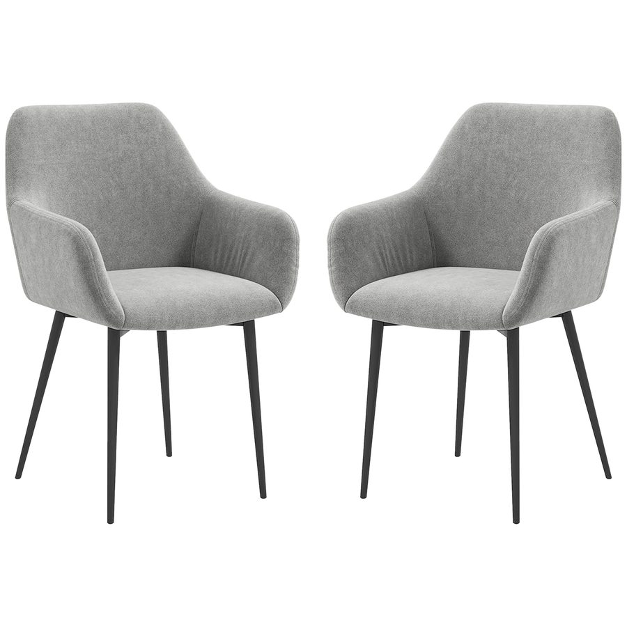 HOMCOM Set 2 Esszimmerstühle Nordisches Design, Küchenstühle Polsterung aus Samt mit Armlehnen und Stahlbeine für Wohnzimmer, 54x57x80 cm, Dunkelgrau   Aosom von HOMCOM