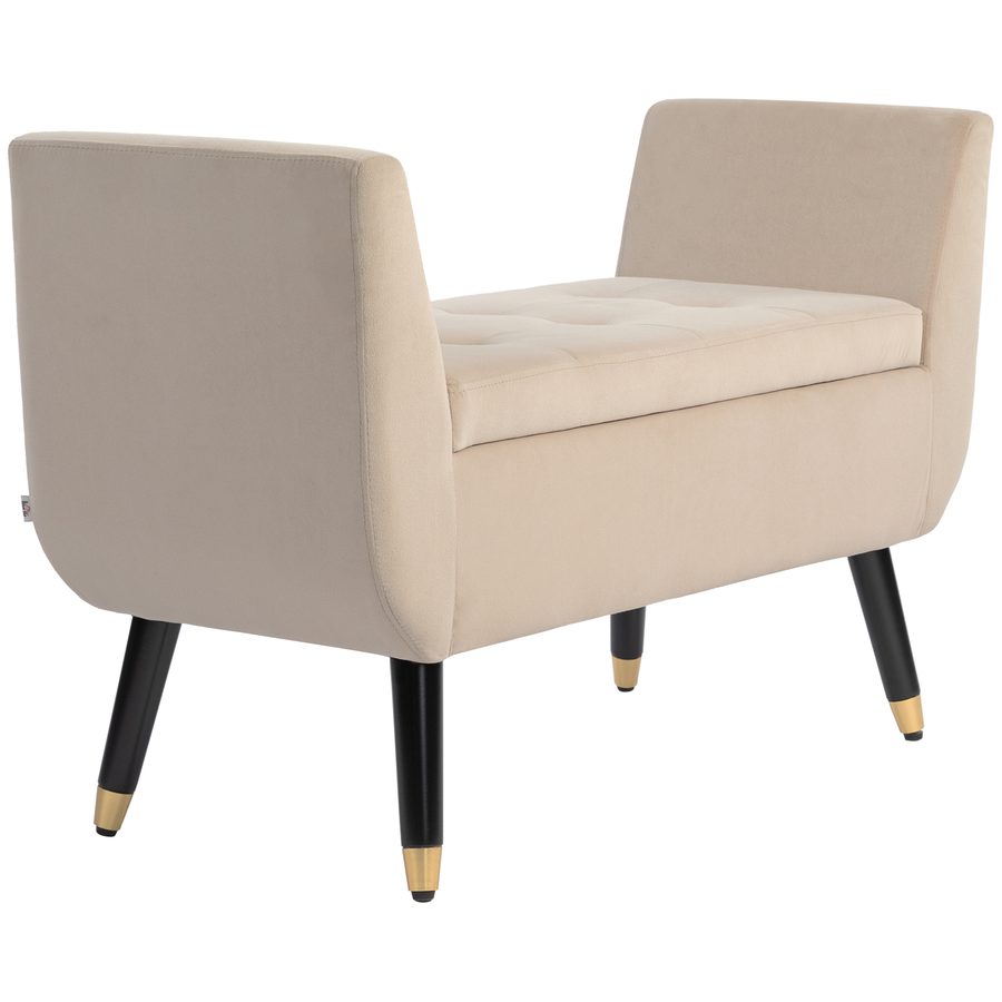 HOMCOM Luxus Sitzbank Polsterbank mit Stauraum Armlehnen Truhenbank Samtartiges Polyester Gummiholz Beige 107 x 42 x 65 cm   Aosom von HOMCOM