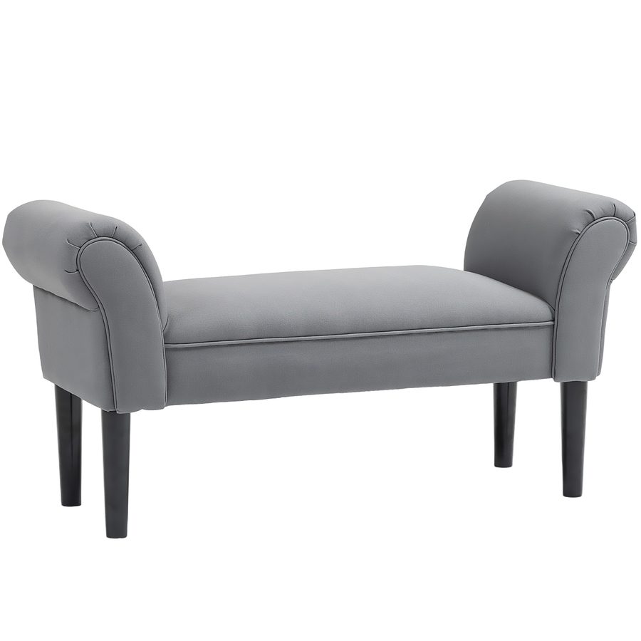 HOMCOM Bettbank, Polsterbank, Sitzbank, Flurbank für Schlafzimmer, bis 130 kg Belastbar, Segelstoff, Dunkelgrau, 102 x 36 x 51 cm   Aosom von HOMCOM