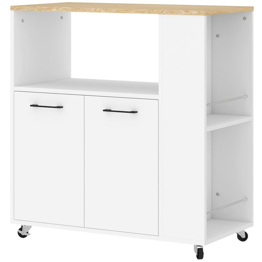 HOMCOM Küchenwagen mit Arbeitsplatte und verstellbarem Regal, 75x40x80,5cm, weiß   Aosom von HOMCOM