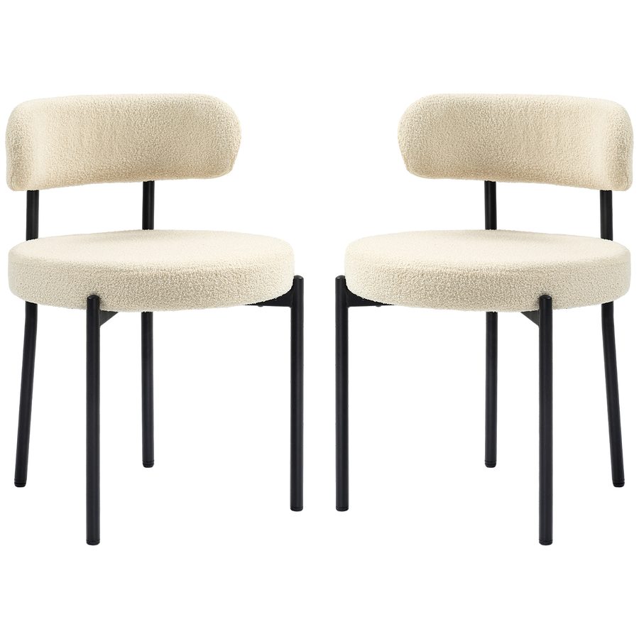 HOMCOM Set von 2 Esszimmerstühlen Küchenstuhl moderner gepolsterter Samtstoffstuhl mit schwarzen Stahlbein, für Wohnzimmer, Esszimmer, Schlafzimmer, beige   Aosom von HOMCOM