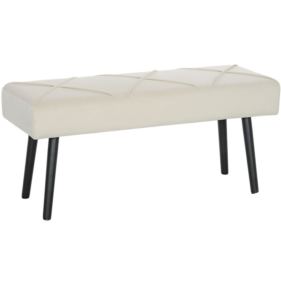 HOMCOM Sitzbank Polsterbank in Samtoptik, Bettbank mit X-Muster, Stahlbeine, Schuhbank für Schlafzimmer, Wohnzimmer, Flur, 100 x 36 x 45 cm, Cremeweiß   Aosom von HOMCOM
